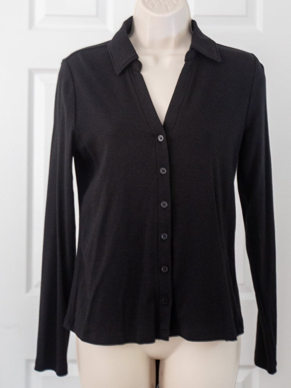 Classic Long-Sleeve Black Button-Up Shirt